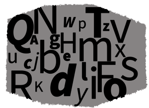 Ein Gewirr aus Buchstaben