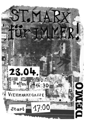 Demoaufruf mit Zeit- und Ortsangaben (siehe Text) vor einem Hintergrundbild, auf dem ich nichts erkenne.