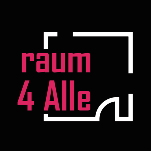 Logo mit Text raum 4 Alle vor einem stilisierten Grundriss eines Raums