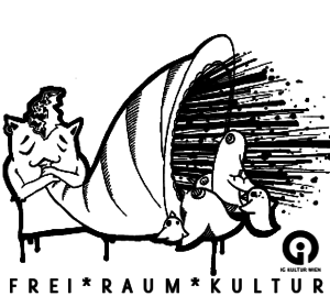 Zeichnung eines Monsters, das in ein Horn bläst.