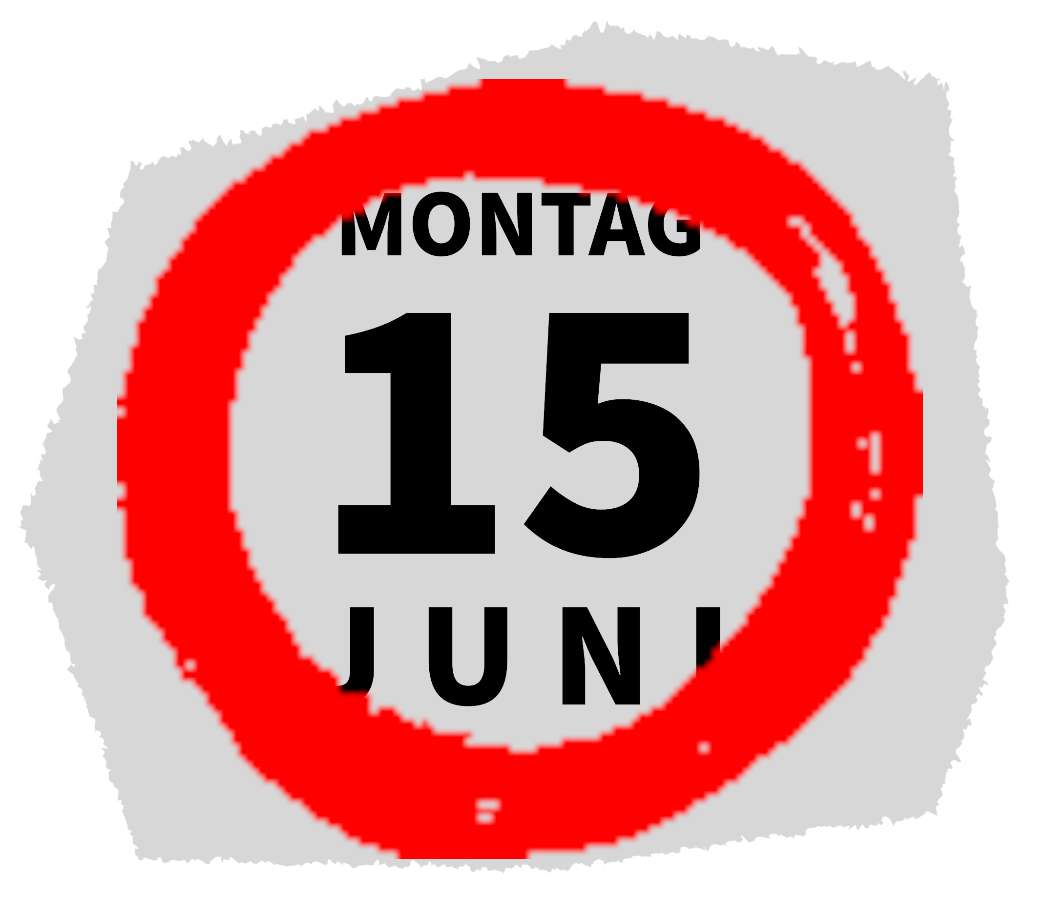 Kalenderblatt Montag 15 Juni mit einem roten Kreis herum