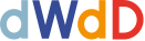 die Buchstaben dWdD in hellblauer, dunkelblauer, orangener und roter Farbe